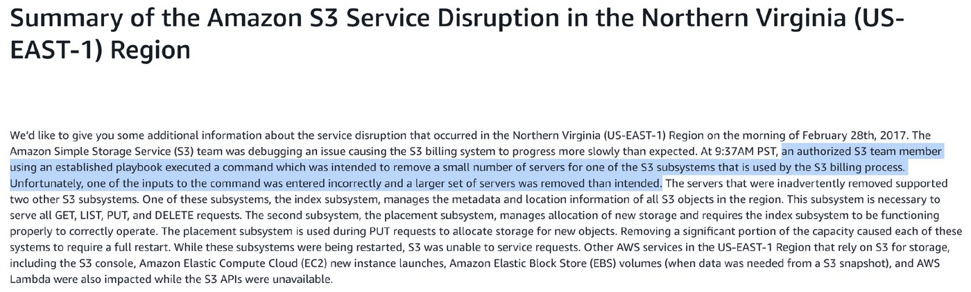 El comunicado de AWS sobre la interrupción de S3 en US-EAST-1