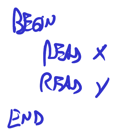 Transacción read-only: BEGIN, READ x, READ y, END